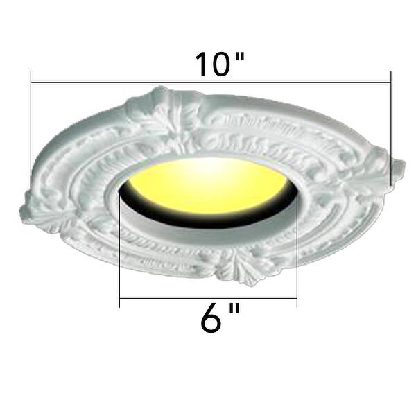 Recessed Lighting Trim 10 in. Wide White Polyurethane Ornate Recessed